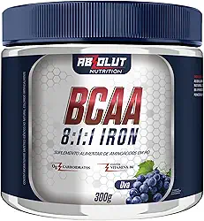 Absolut Nutrition, BCAA 8:1:1, Aminoácidos essenciais + vitamina B6, Iron, em pó, Sabor uva, 300 gramas