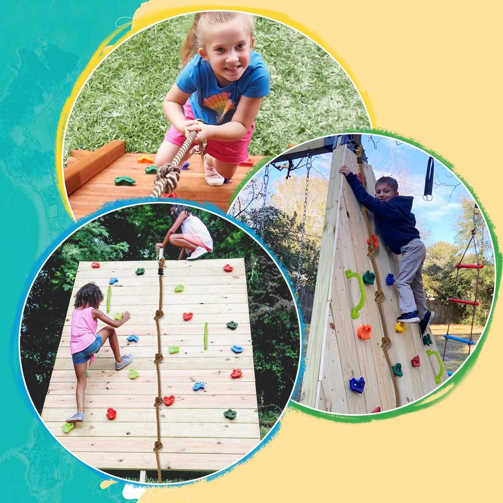Trymaker Soportes de escalada, pared de escalada en roca para niños, juego de 20 empuñaduras de escalada para niños y adultos al aire libre
