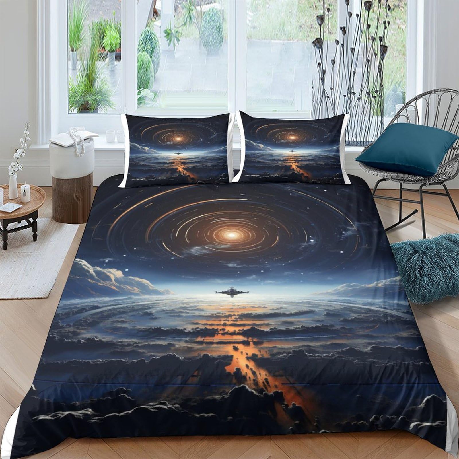 Housse de couette 200x200cm avec 2 taies d'oreiller assorties, ensemble de literie 3D en polyester