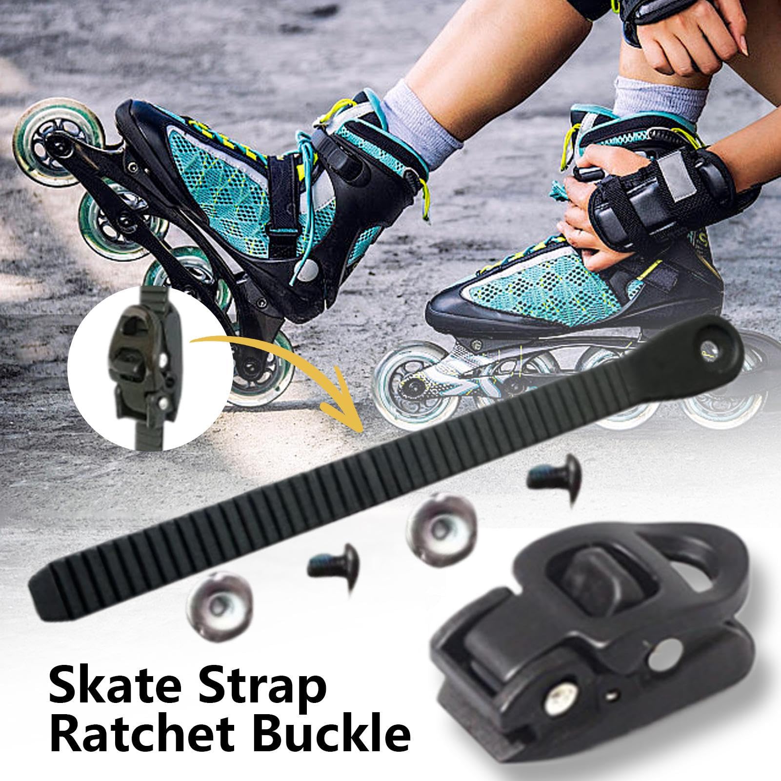 Hebilla para patín, Correa para patín en el Zapato, Kit de Hebillas para Zapatos de Patinaje, Patín de Ruedas Ajustable, cinturón de energía, Cierre de Patines, Correa de Hebilla con Tornillo