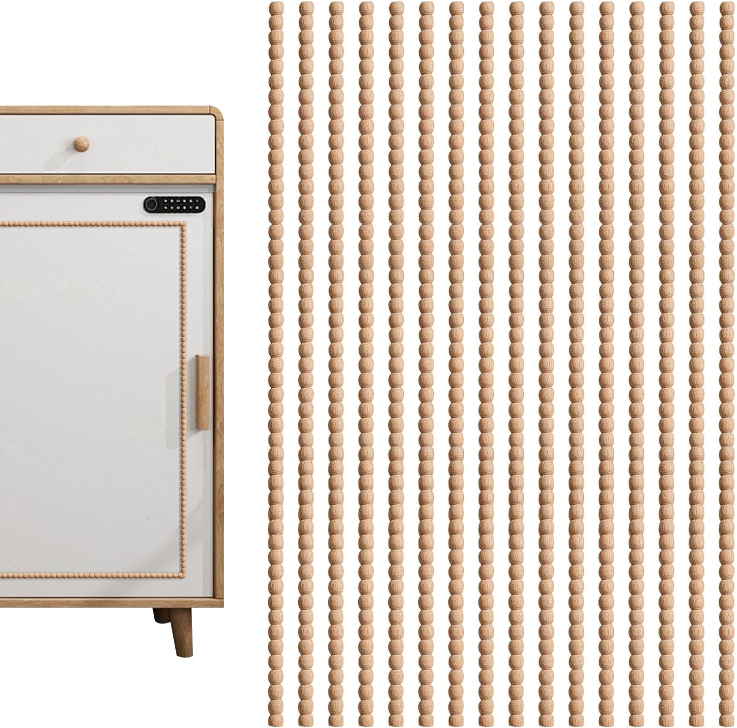 16 Moulures Bois Perlé 3D 40cm Beige