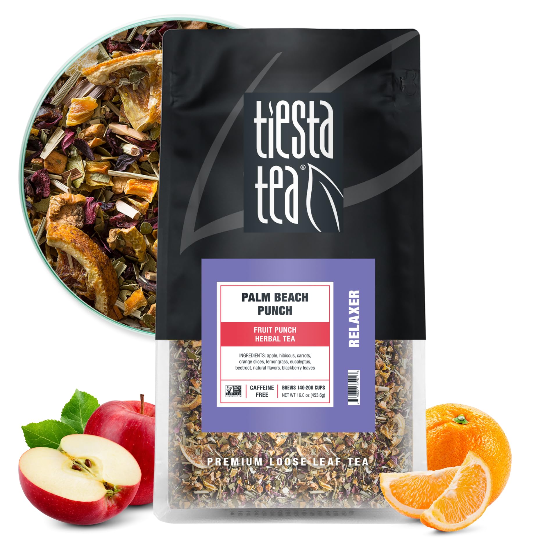 Fruit Punch Herbal Tea | Palm Beach Punch by Tiesta Tea | Caffeine Free | Loose Leaf Herbal Tea Relaxer Blend | Non-GMO | 1 Lb Bulk Bag
