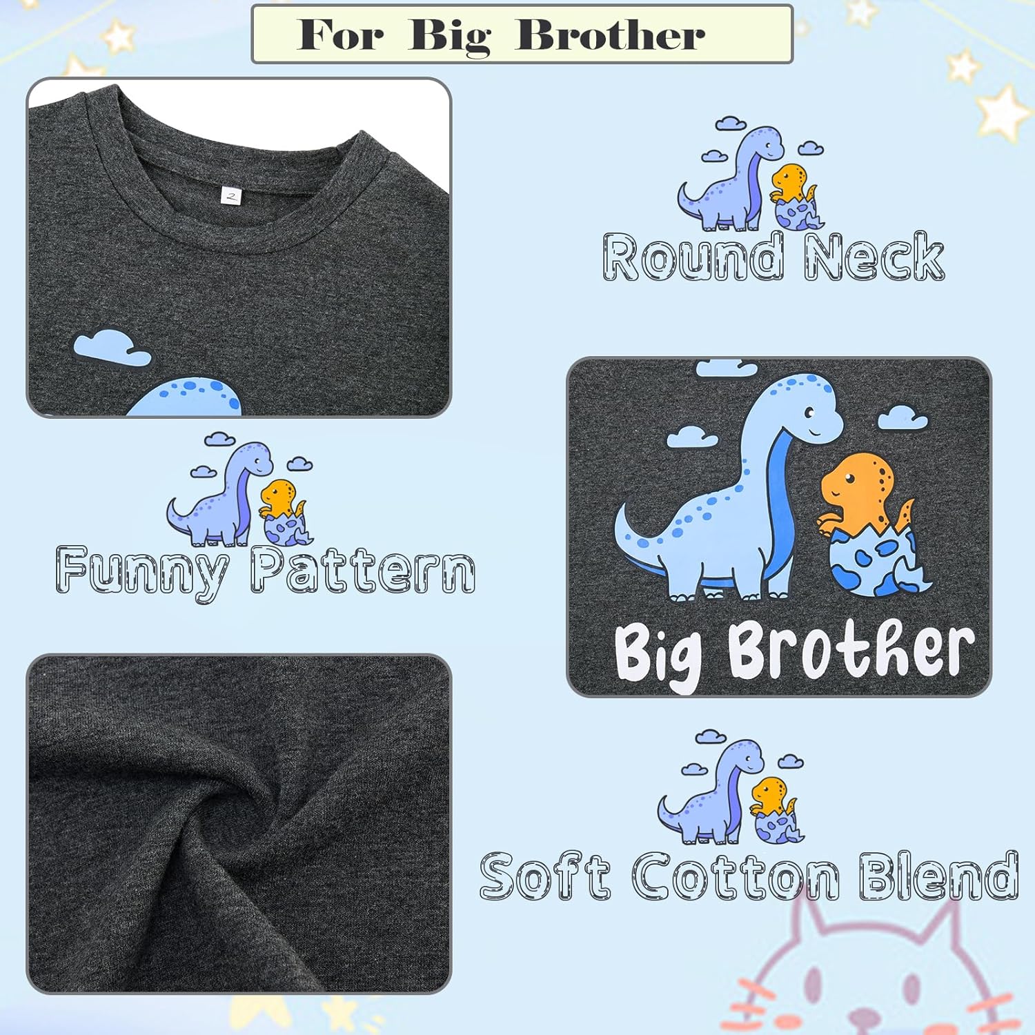 Funnycokid Big Brother Little Brother Matching Outfits Toddler Lil Bro Boy Shirts Set Baby Gifts Clothes - Image 7