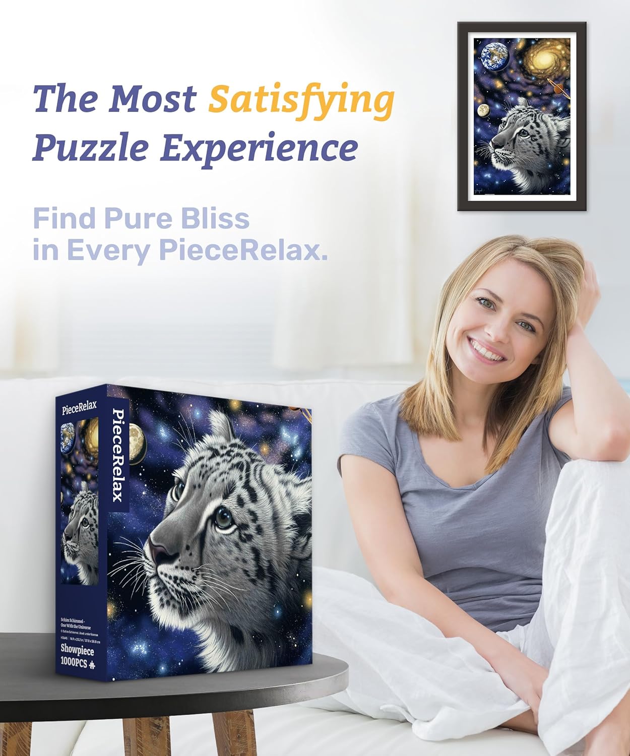 PieceRelax Plastic Jigsaw Puzzles for Adults 1000 Pieces - Schim Schimmel - One with The Universe Most Satisfying Table Games and Gifts No Puzzle Mat Required [H3645]