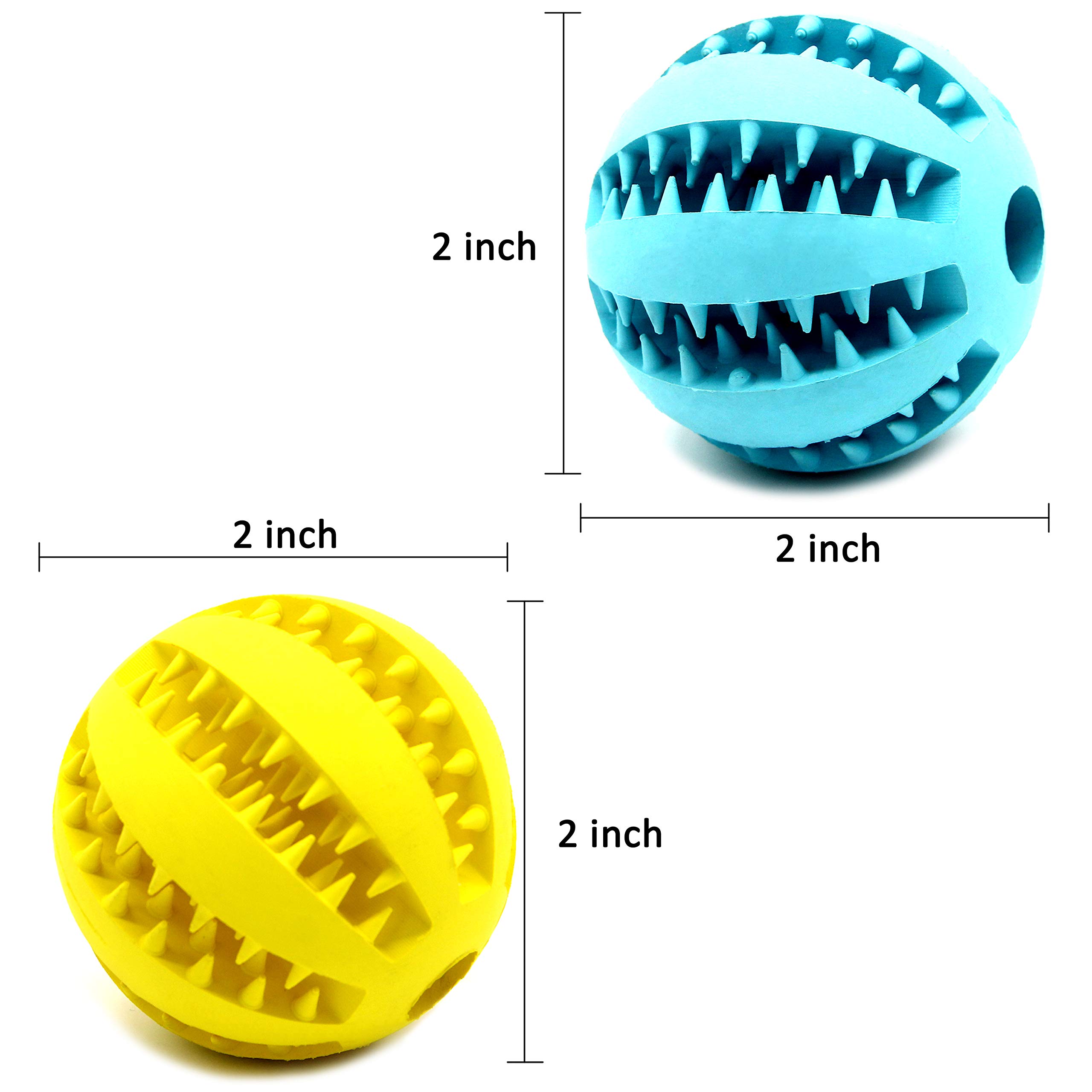 Youngever 2 Pack Dog Ball Toys for Pet Tooth Cleaning, Chewing, Fetching, Treat Ball Food Dispensing Toys (Small 2 Inch)