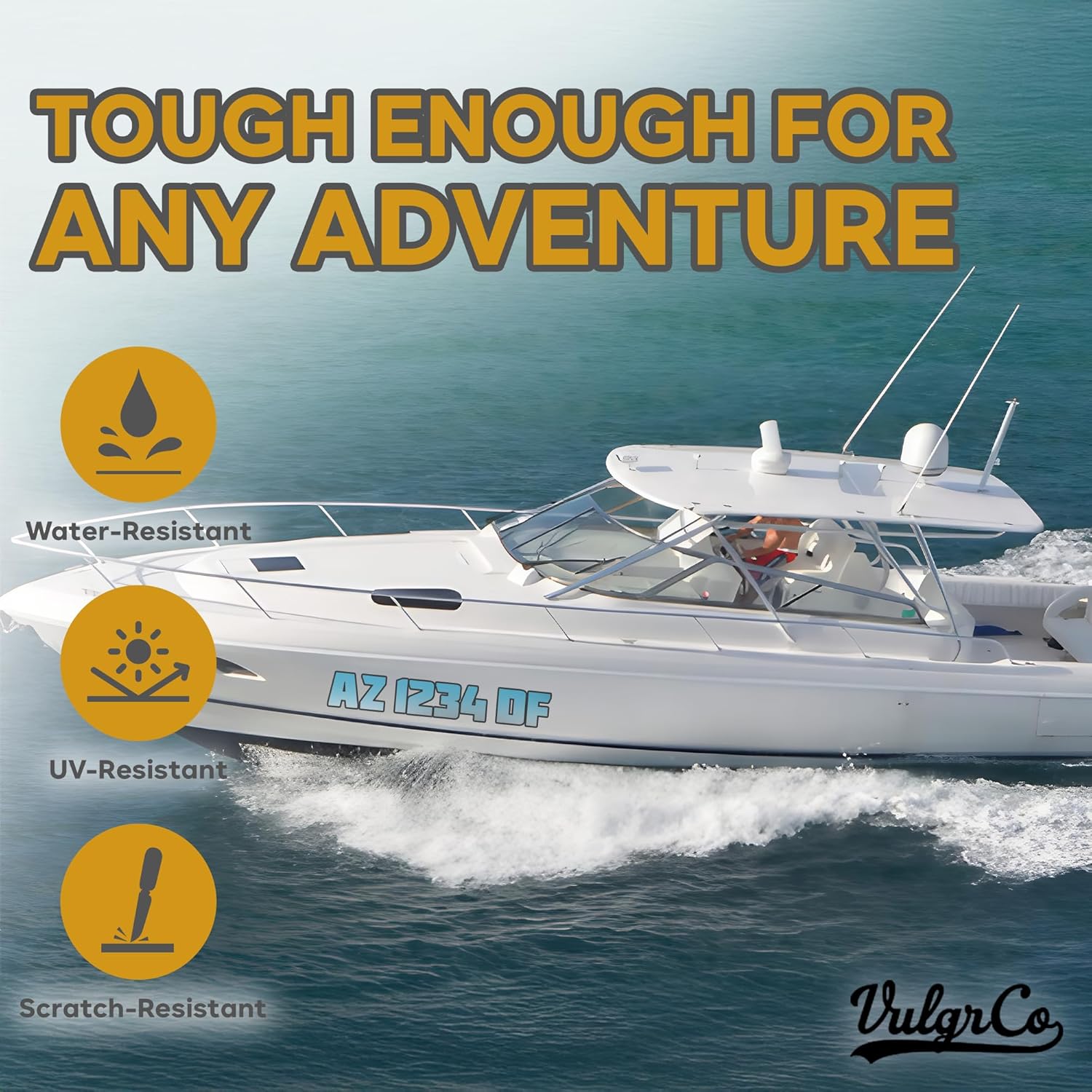 VulgrCo Boat Letters and Numbers Registration, 2 Custom Boat Numbers and Letters Stickers, Personalized Vinyl Decals for Jet Skis, Durable Marine Decals in Custom Sizes, Different Fonts and Colors. - Image 3