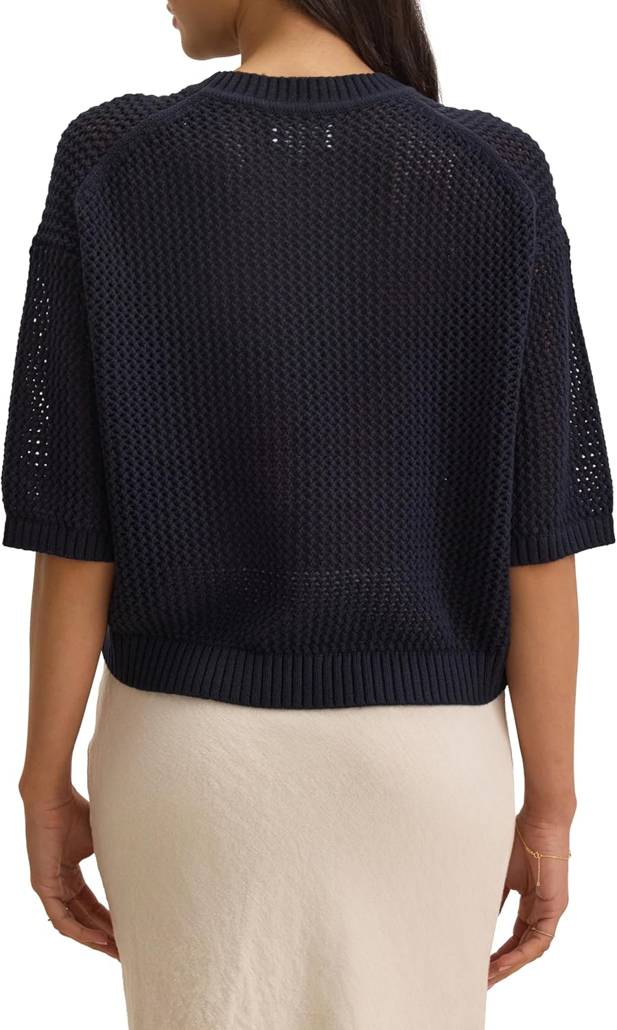 Velvet by Graham & Spencer Womens Vienna Cotton Cashmere Mesh Sweater - Image 2