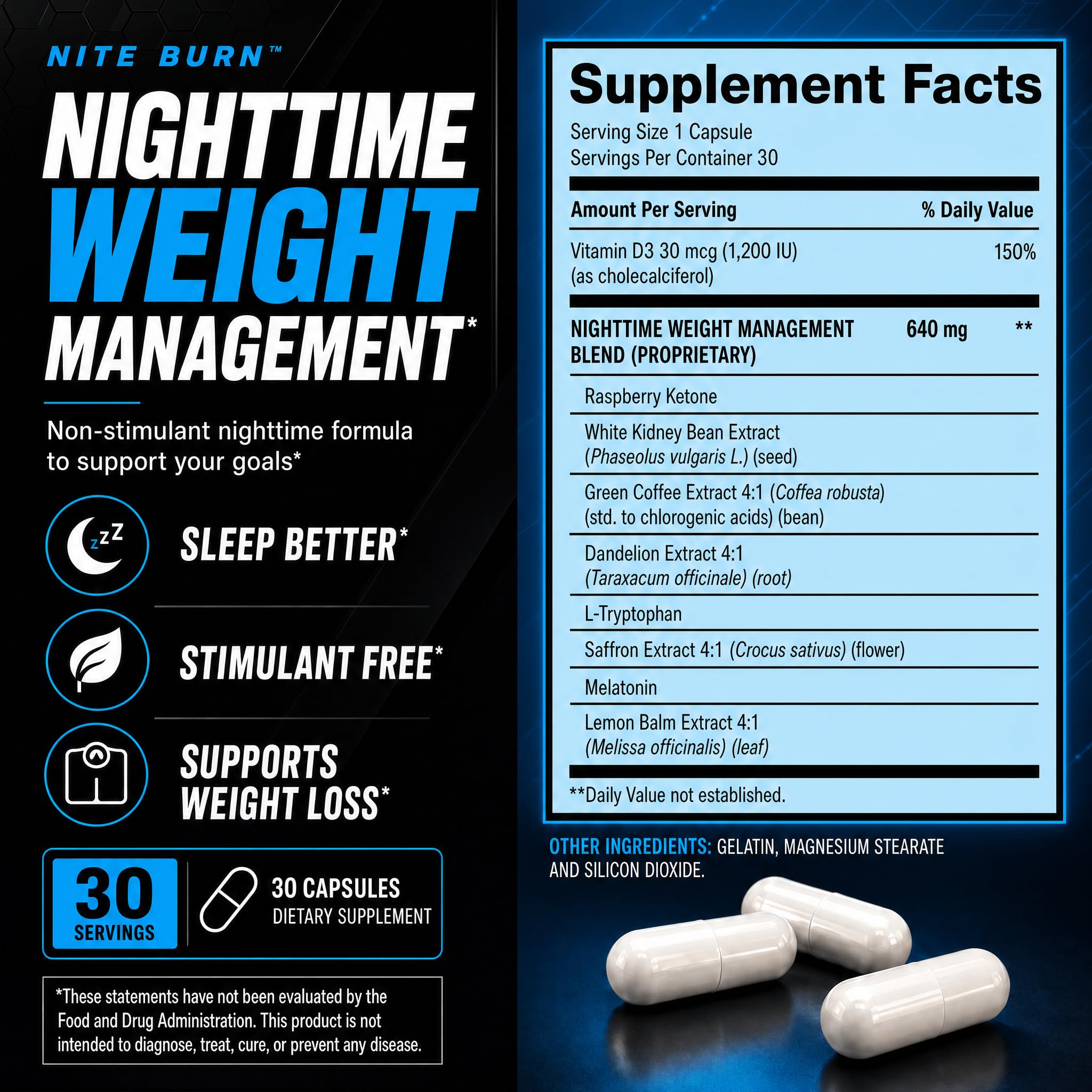 BPI Sports Nite burn – Nighttime Fat Burner & Sleep Support – Keto-Friendly – Weight Loss, Burn Fat, Relaxation, Boost Metabolism – 30 servings – 640mg — Amazon image 2