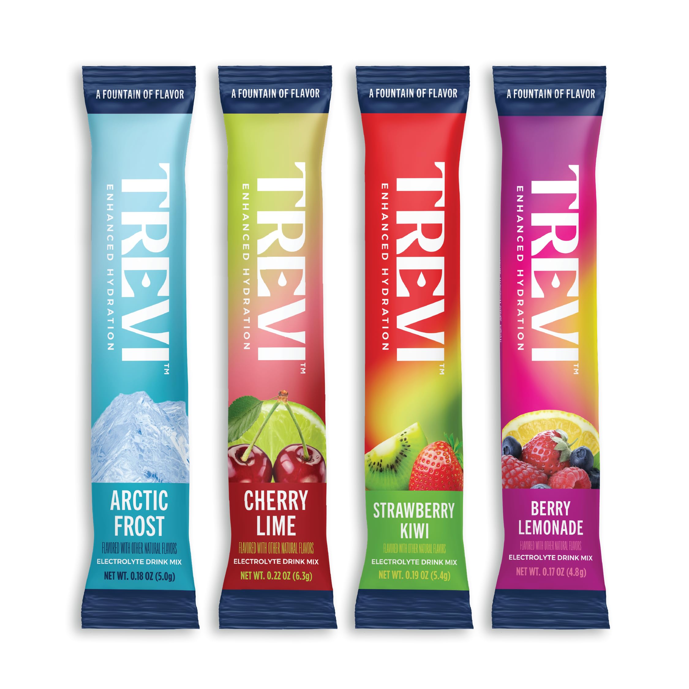 TREVI™ Everyday Sugar Free Electrolytes - Essential Drink Mix Hydration Powder Packets - 28 Count - Favorites Variety Pack - Cherry Lime, Strawberry Kiwi, Berry Lemonade, Arctic Frost - 2