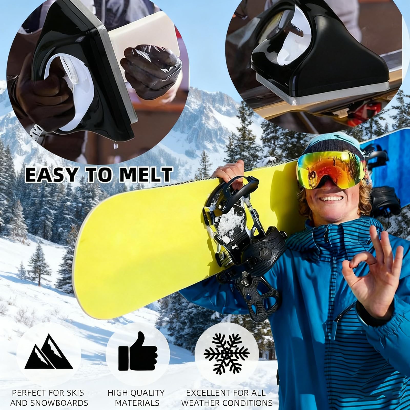 XoTiq Plancha para encerar Snowboard, Control de Temperatura de 3 etapas, Equipo de Encerado Protector, diseño de Placa Base Gruesa, Adecuado para Usar con Tablas de Snowboard y trineos.