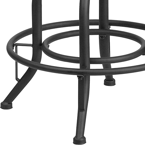 Miniatura 9 de Flash Furniture Taburete de altura de mostrador de 24 pulgadas con asiento giratorio de cuero negro suave