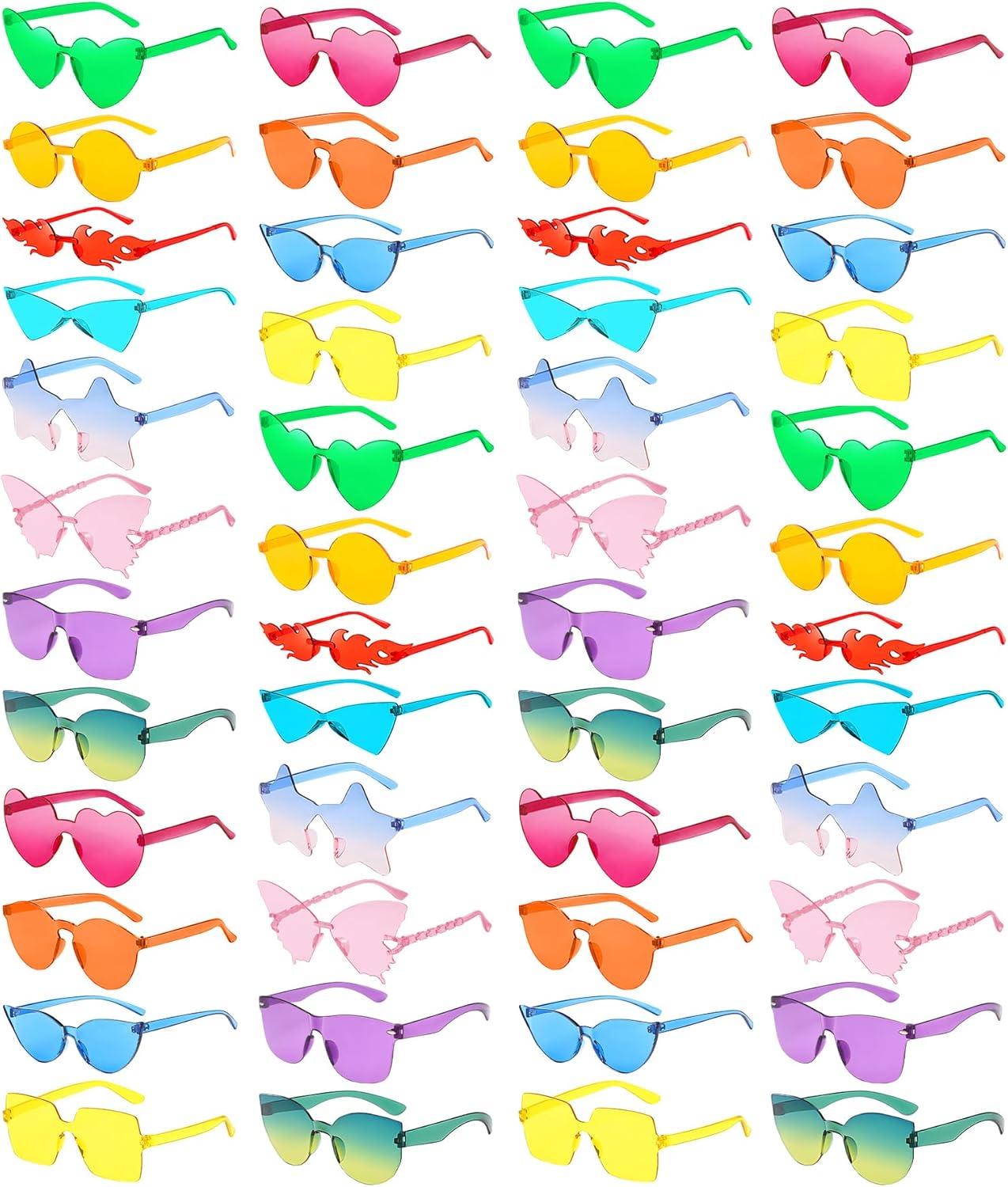 Matcheck 24/48 Mixed Style Rimless Sunglasses Retro Colored Party Glasses Funny Bachlor Pool Costume Accessories