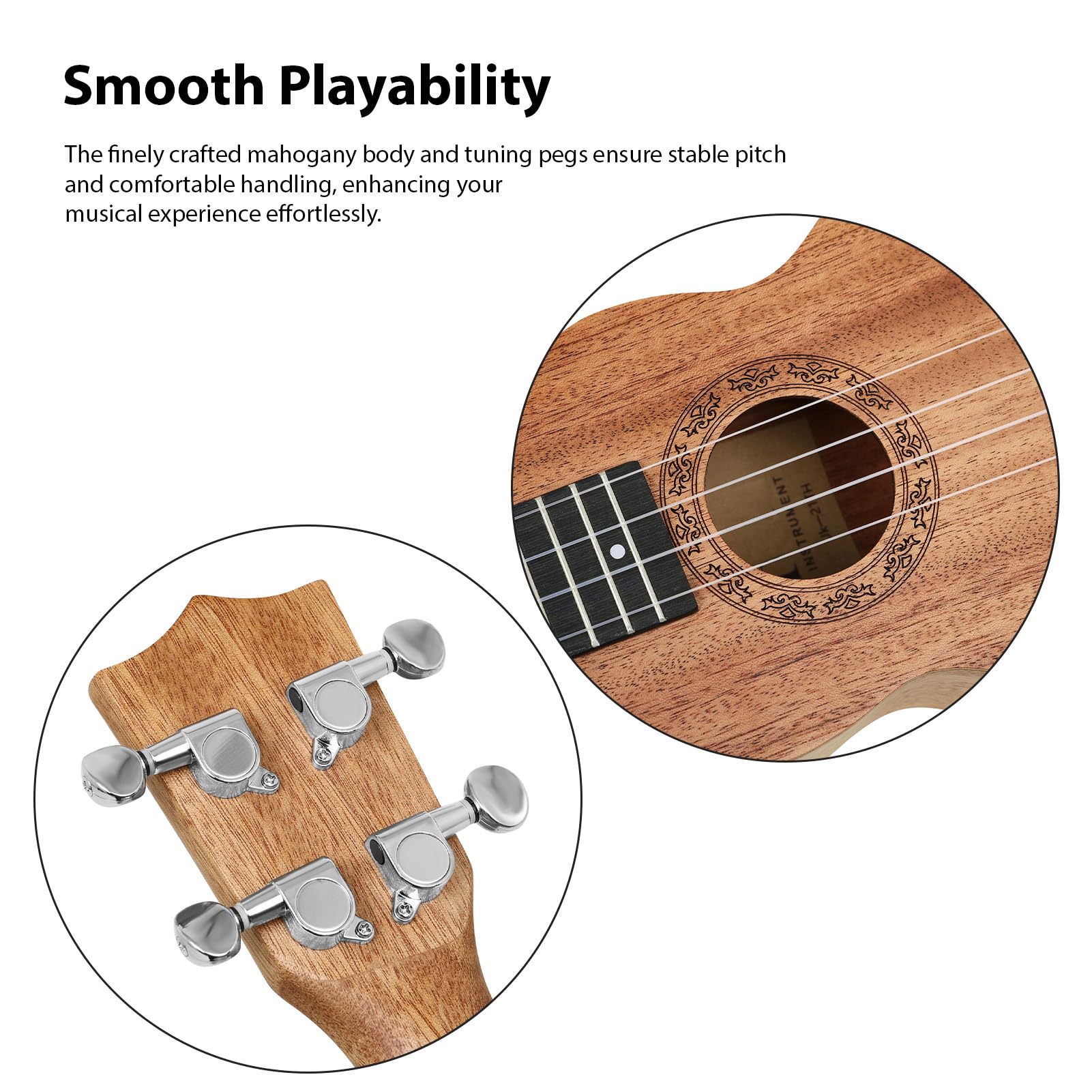Dilwe Ukulele, Kit per Principianti in Legno di Pesca da 21 Pollici con Tracolla per Accordatore, Borsa per Plettri, Ukulele a 4 Corde per Adulti e Bambini