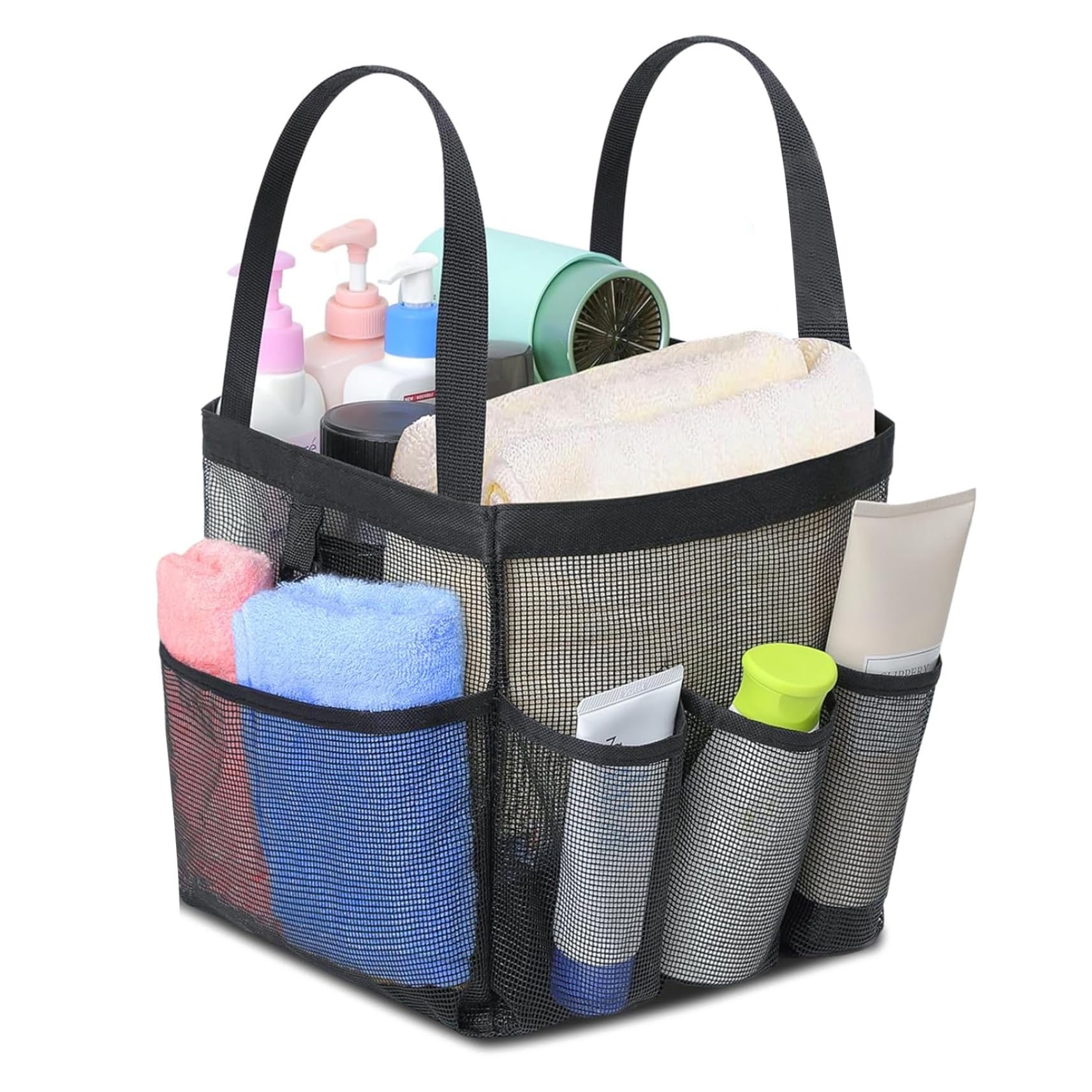 Joygoodta Shower Caddy Portable 7 1x5 5x7 9 Webbing Shower Basket with 7 Outer Pockets Quick-Dry Mesh Caddy