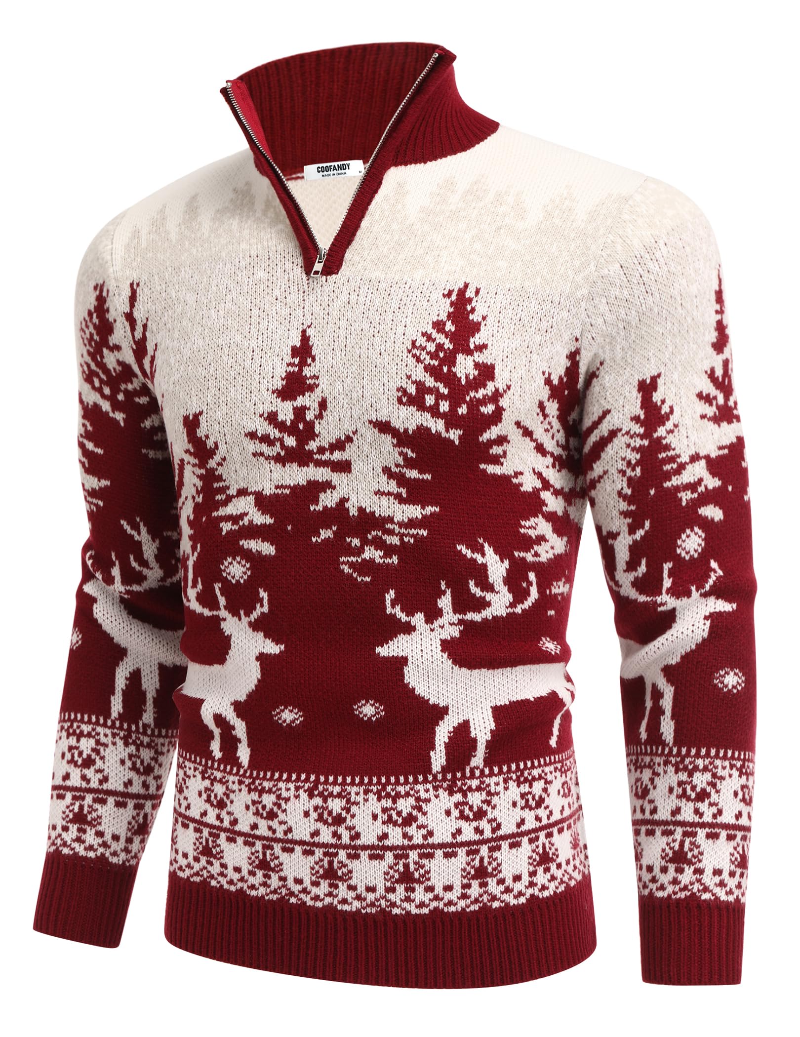 COOFANDY Men's Quarter Zip Pullover Sweater