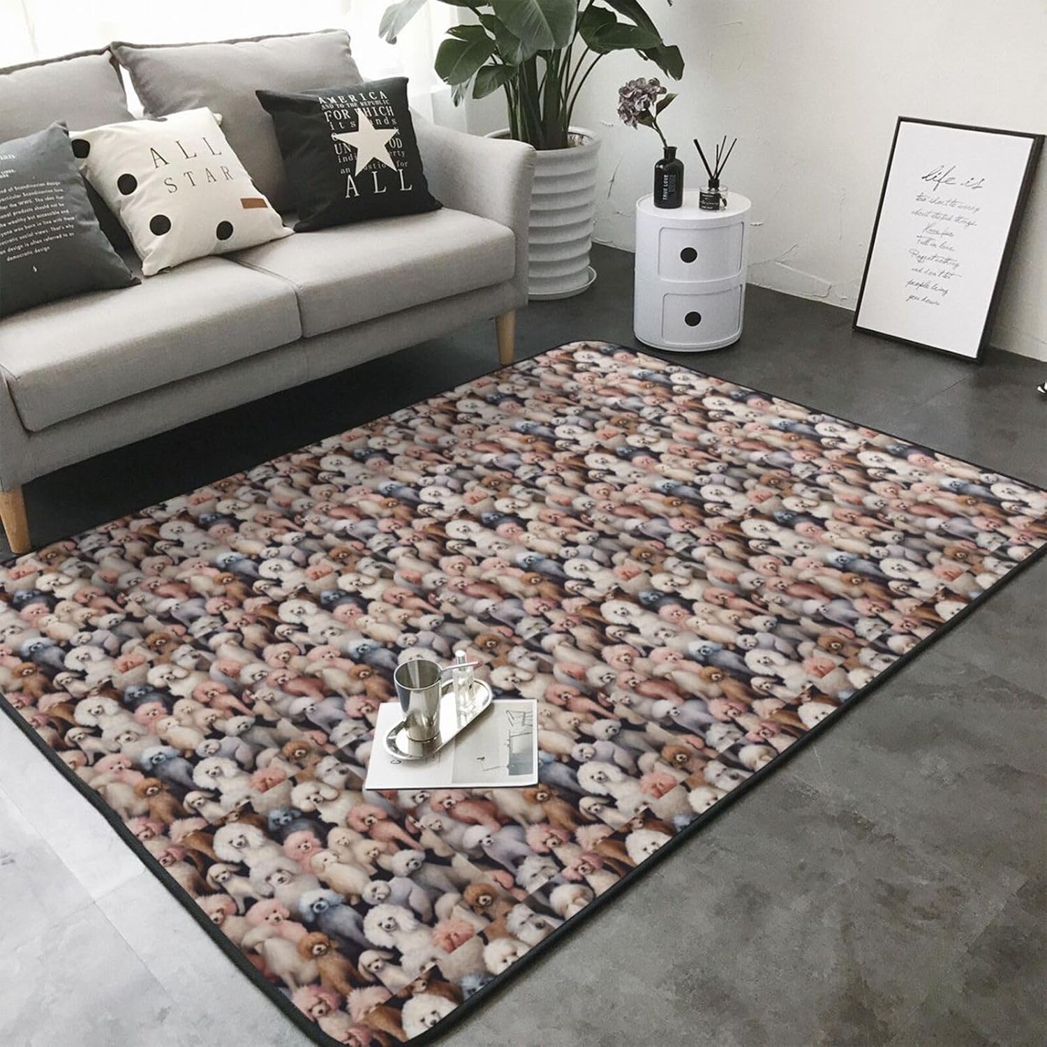 Flannel Non-Slip (Oodles of Poodles) Rug Pad 80×50in Soft Washable Protective for Hardwood Floors Bedroom Bathroom Living Room