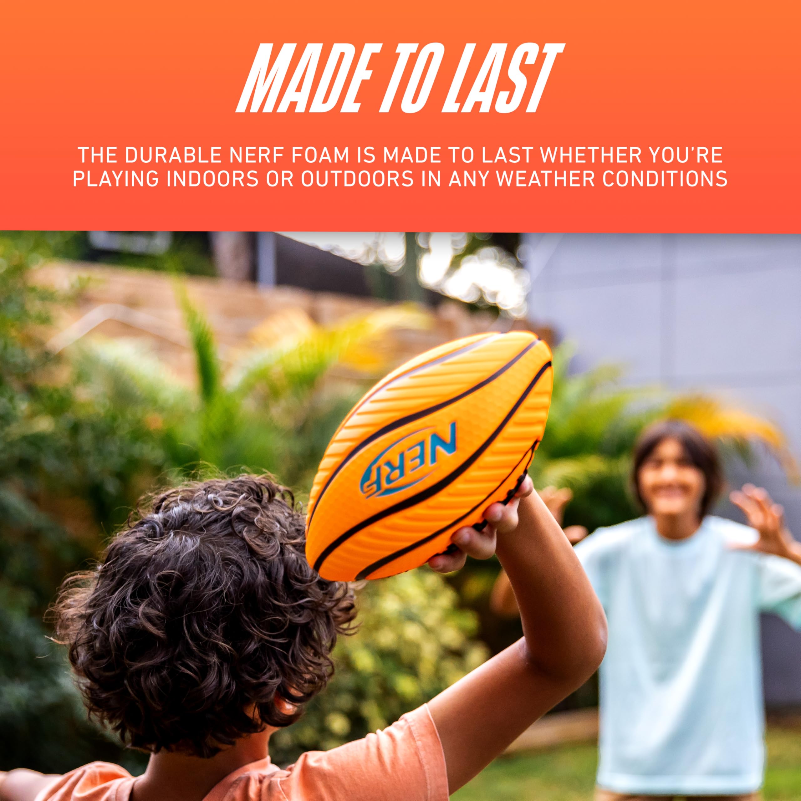 Nerf Kids Foam Football - Spiral Grip Mini Soft Foam Football for Kids - Easy Grip Junior Ball - 8.5" - Image 6