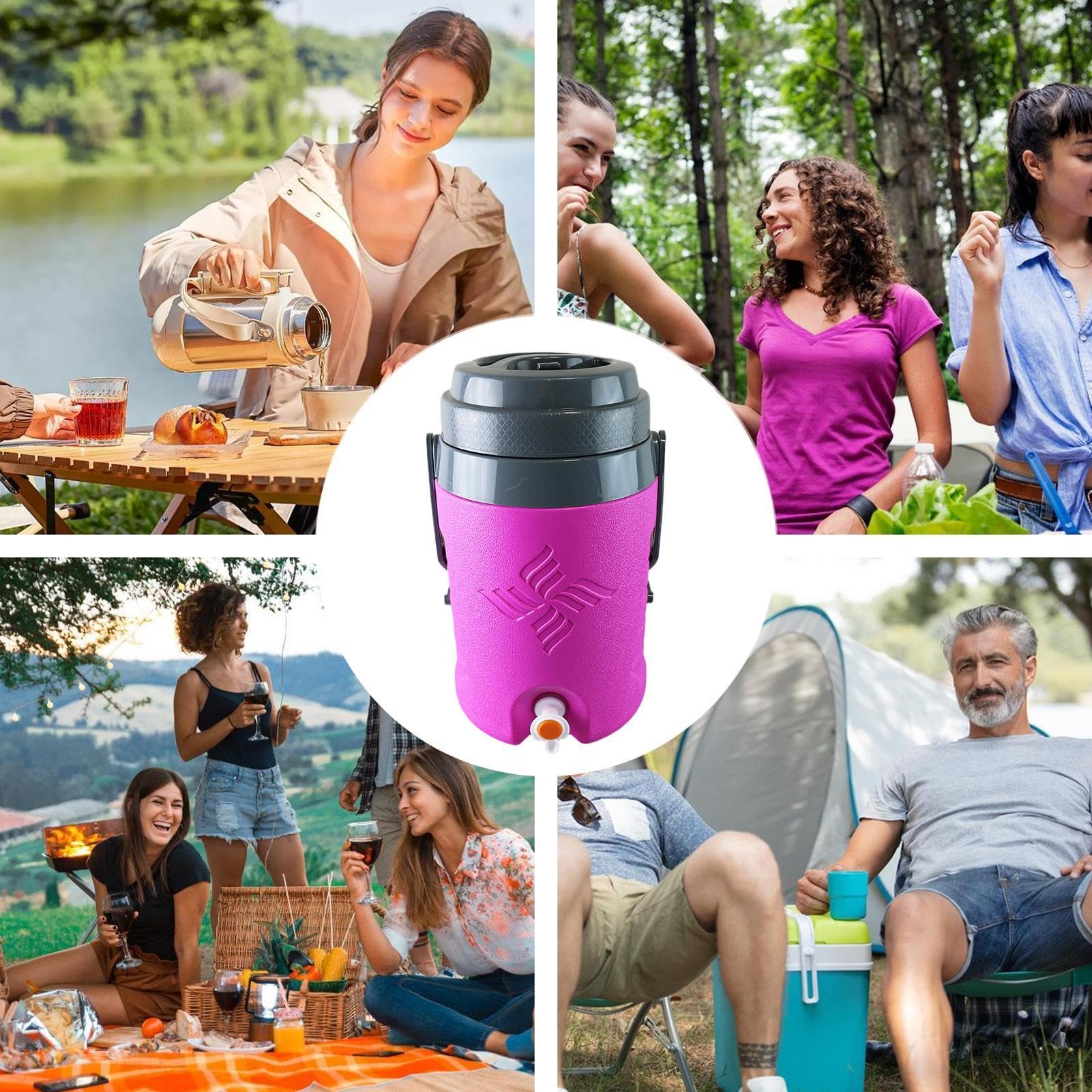 Dispensador De Bebidas Con Aislamiento Térmico Recipiente para líquidos, | 5,8 Litros Enfriador Deportivo, Jarra Y Contenedor Para Líquidos Fríos Y Calientes, Familia, Amigos, Cam