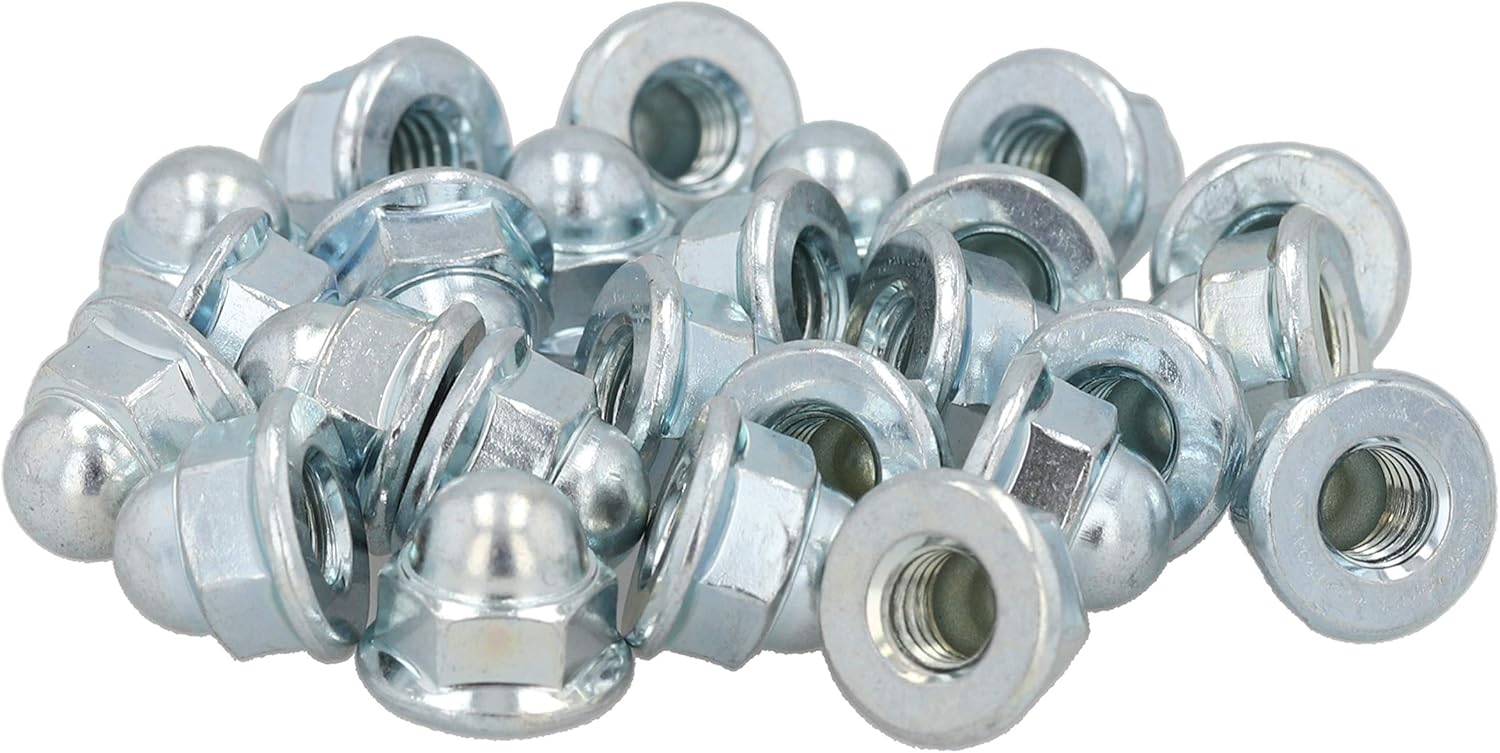 (5pcs) BelMetric M8X12 Metric Smooth Flange Acorn Nut Zinc Plating NA8X12FLSS