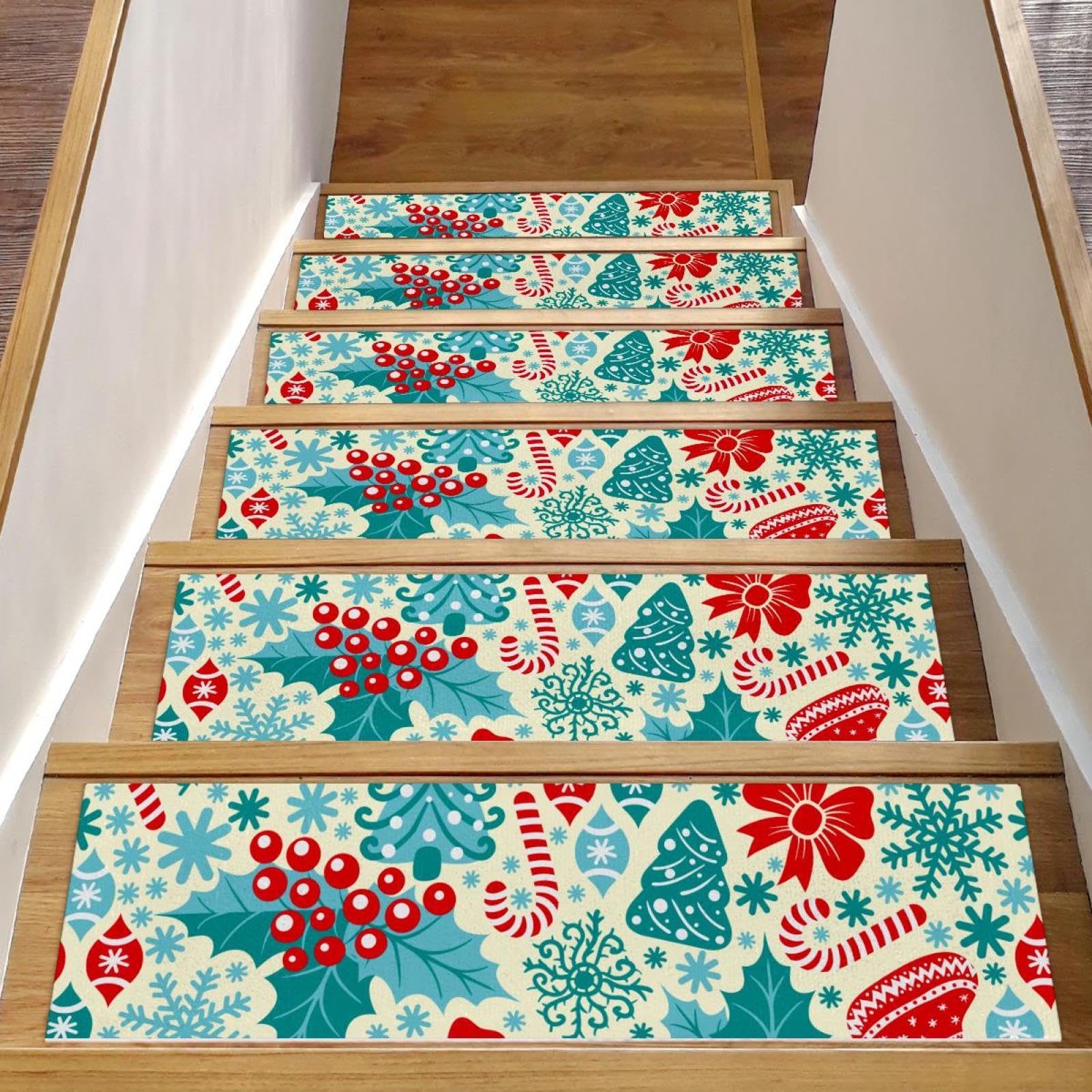 Tapis d'escalier de Noël tapis marche antidérapant protection bois intérieur