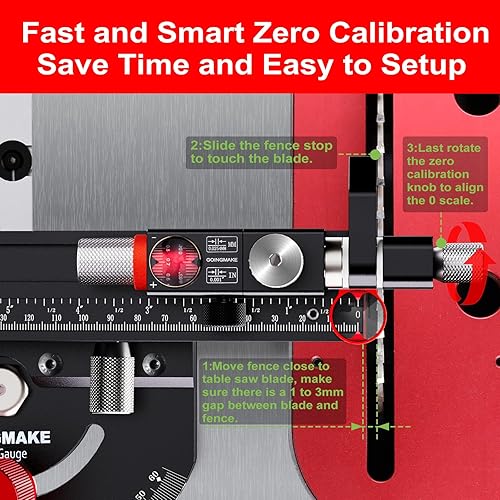 Miniatura 2 de Calibre de inglete para sierra de mesa con parada de volteo microajustable y valla extensible y parada de ángulo rápido para sierra de mesa, sierra