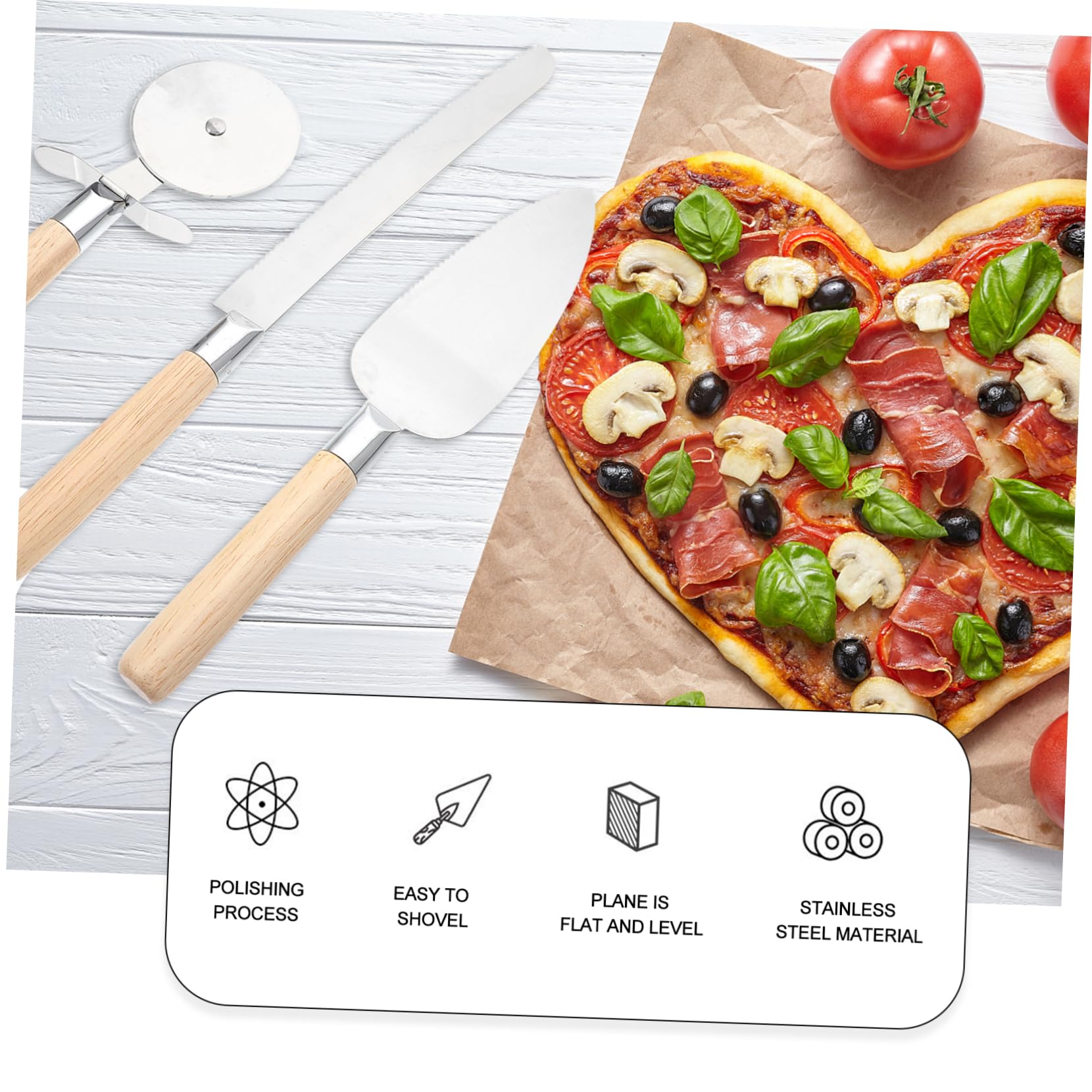 MUCKLILY 1Set Pizza Cutter Stainless Steel Kitchen Baking Tools for Pastry Cutting for Home Use Housewarming present