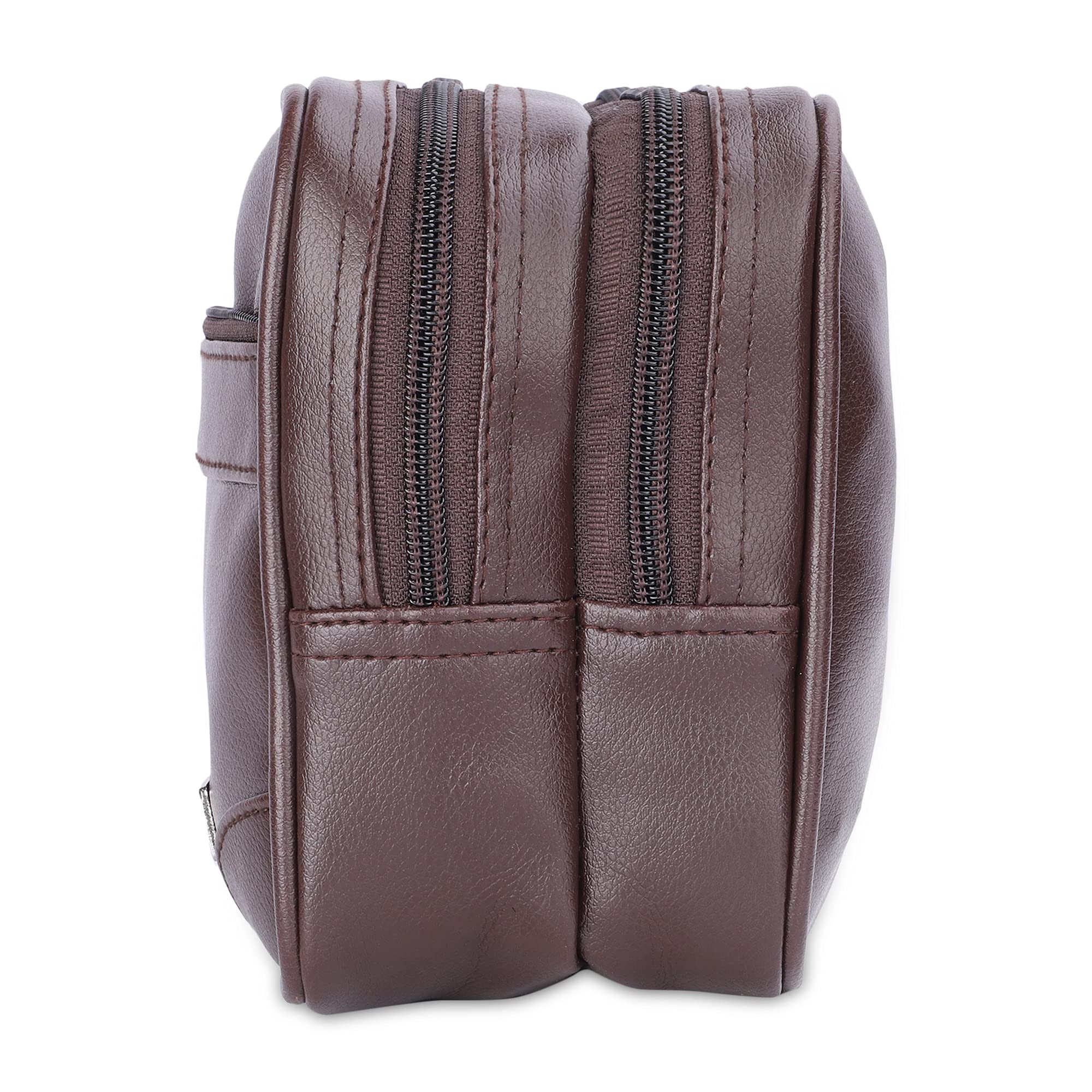 NFI Essenitals Men's Premium PU Leather Wrist Pouch Handy Bag with Detachable Strap Multi-Pocket Organizer for Mobile, Wallet & Travel Casual & Office Handbag (26x18x9 cm,Brown) 3
