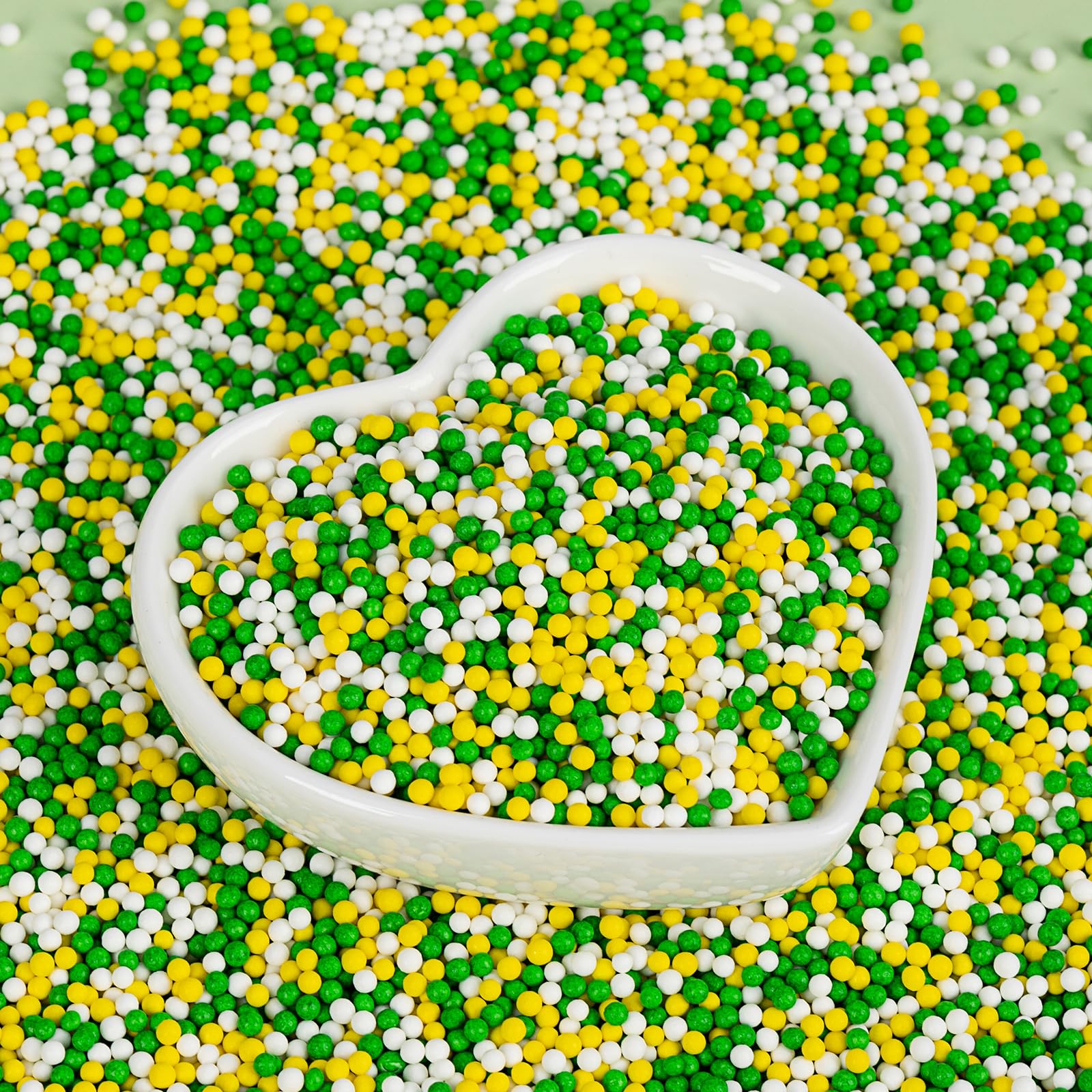 Frühlings-Nonpareils,Essbare Osterstreusel für Kuchendekoration,Grün-Gelb-Weiße Mini-Perlen-Mischung,130g,Backdekorationen,Cupcake-Topper,Keks- und Donut-Deko,Hochzeits- und Geburtstagsparty-Zubehör