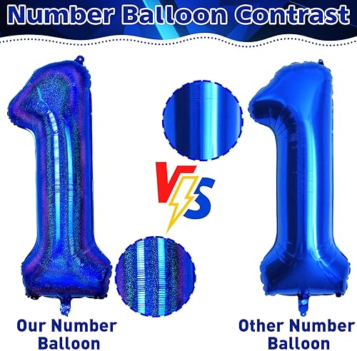 Miniatura 3 de Globos de color azul oscuro número 1, 40 pulgadas, azul marino, papel de aluminio azul rey, 1 globo, globos gigantes de helio, azul marino, globos