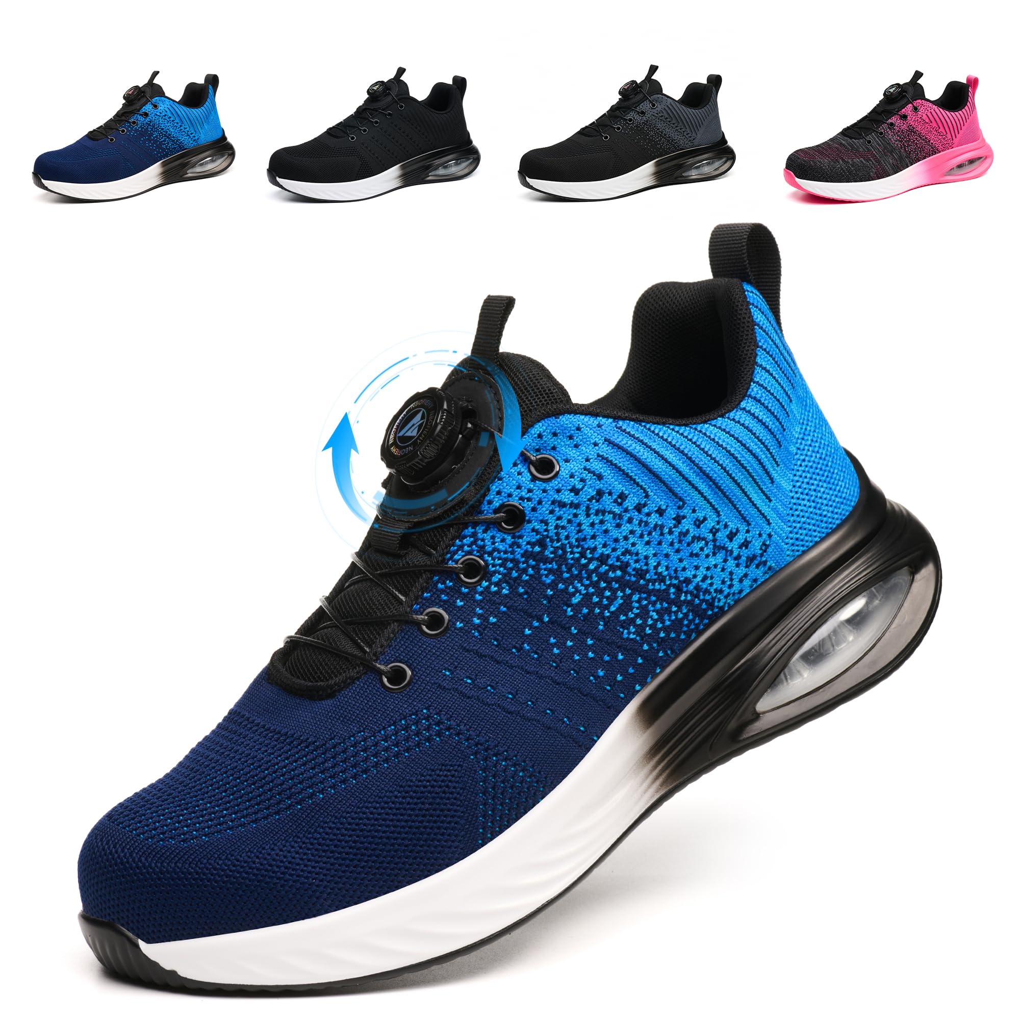 Zapatos de Seguridad Hombre Mujer Ligero Zapatillas de Trabajo Antideslizante Transpirable Zapatillas de Seguridad con Puntera de Acero Comodo
