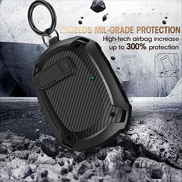 Beats Studio Bud Case Cover Lock Clip with Cleaning Kit, GARTOO Protective Case Cover with Cleaning Pen & Keychain for Beat Studio Bud, Shockproof Shell for Men Women Girls Boys Black