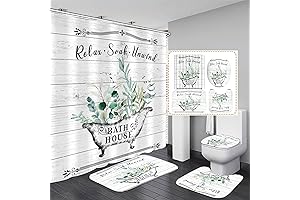 4 Pcs Rustic Shower Curtain Set with Farmhouse Floral Bathroom Decor Accessories