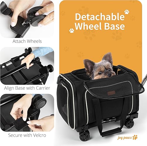 Miniatura 5 de Transportador de mascotas para viajes, perros pequeñosgatos, expandible de 15 libras máximo, aprobado por aerolíneas y espacioso, transportador de