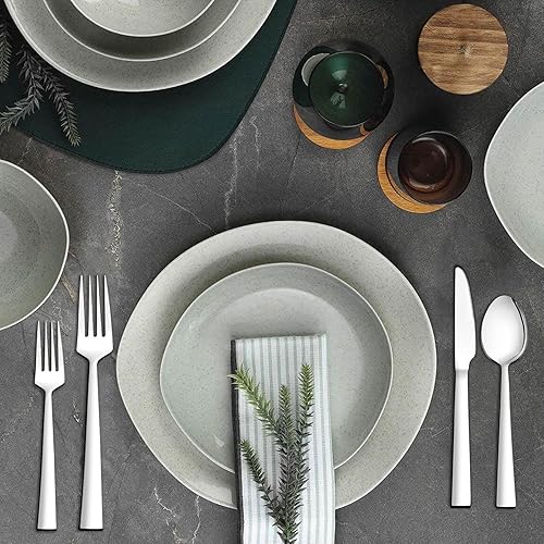 Miniatura 6 de Juego de 21 piezas de cubiertos de acero inoxidable moderno con bandeja organizadora, juego de cubiertos de mesa plateados, juego de cubiertos con