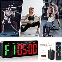 Vista 3 de Upgraded Gym Timer Clock for Tabata/FBG/EMOM - Large Workout Clock for Home Gym with Remote Control, Count Down & Up Stopwatch, Fitness Digital