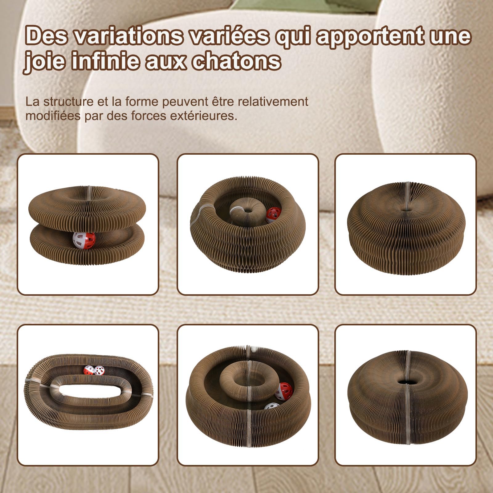 Kitty Spin – Jouet 3-en-1 Interactif Pour Chat Avec Griffoir Double Face Et Balle Roulante Pour Des Heures De Folie !