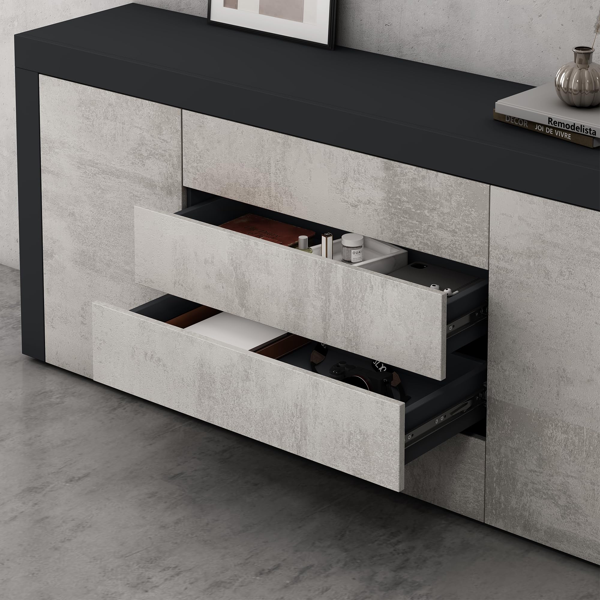 doporro Buffet Commode 167cm Meuble de Rangement Placard avec 2 Portes
