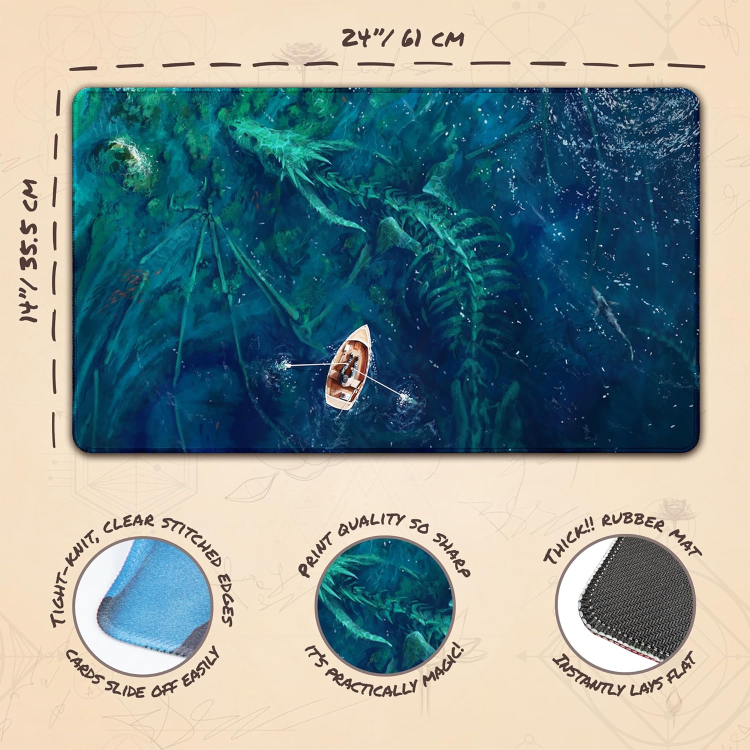 Dragon Bones (Stitched) - MTG Playmat - Dragon Playmat - Compatible with Magic The Gathering Playmat - Play MTG, YuGiOh, TCG - Original Play Mat Art Designs & Accessories