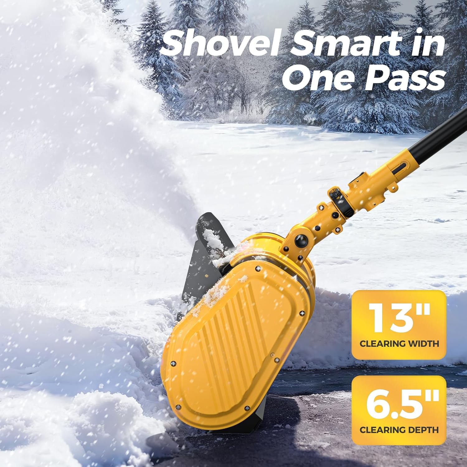 Electric Snow Shovel, 21000RPM Cordless Snow Blower, 13" Snow Blower with 2 Powered 24V Batteries, Lightweight for Easy Snow Removal on Steps,Patio,Driveway,Home,Yellow