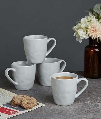 Miniatura 75 de famiware Juego de 4 tazas de café, 13 onzas, tazas de gres para café con leche, té caliente, moca, cacao, capuchino, microondas y lavavajillas