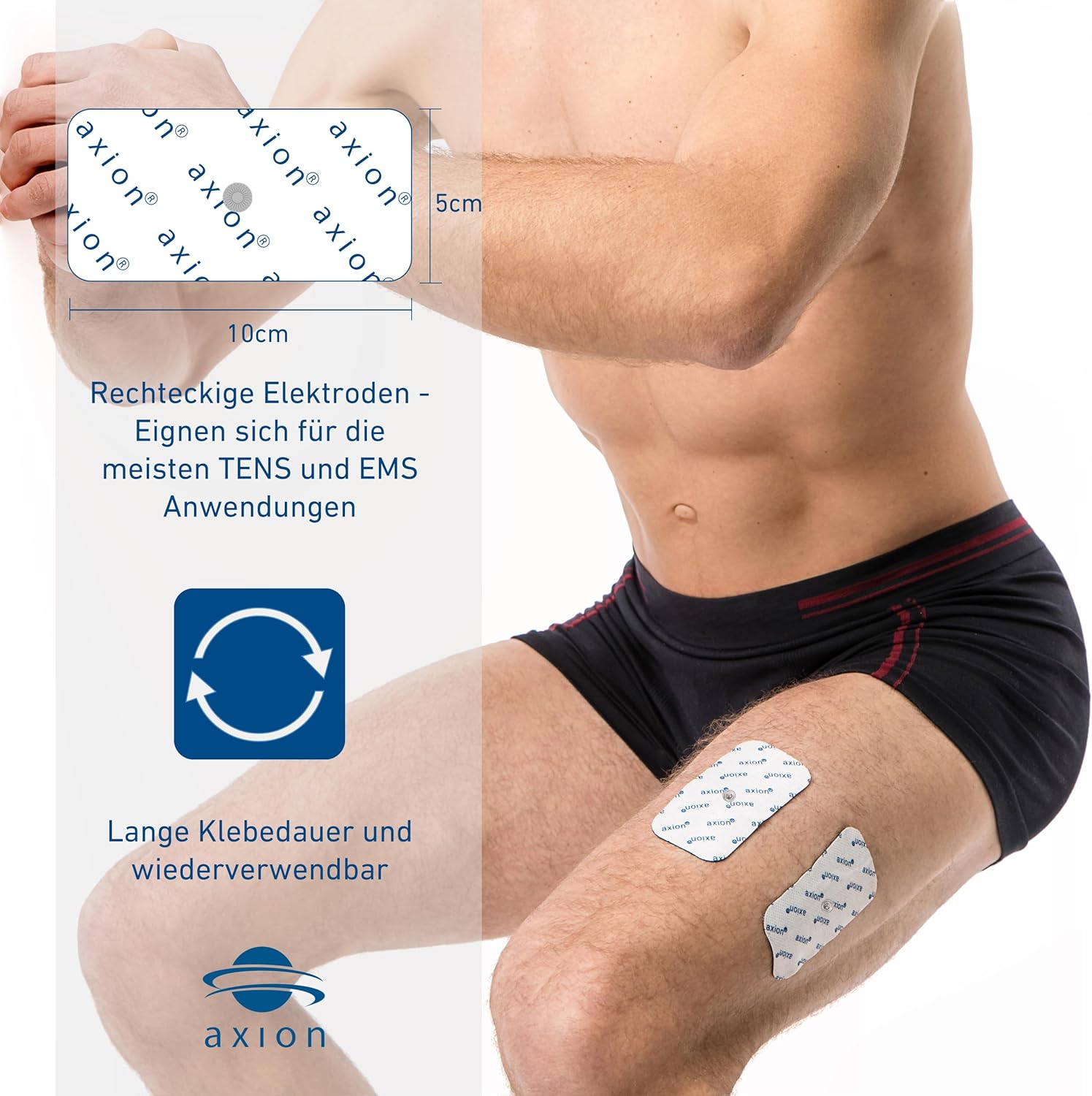 Image showing electrode pad application on a person's back and thigh