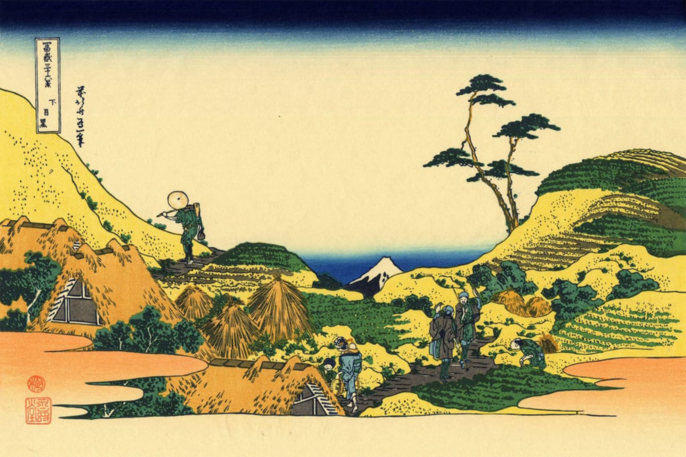 SERENDIPITP Vintage Wall Art Canvas Nordic Poster Canvas Print Picture Shimomeguro by Katsushika Hokusai Wall Art Poster for Home Decor 60x90cm