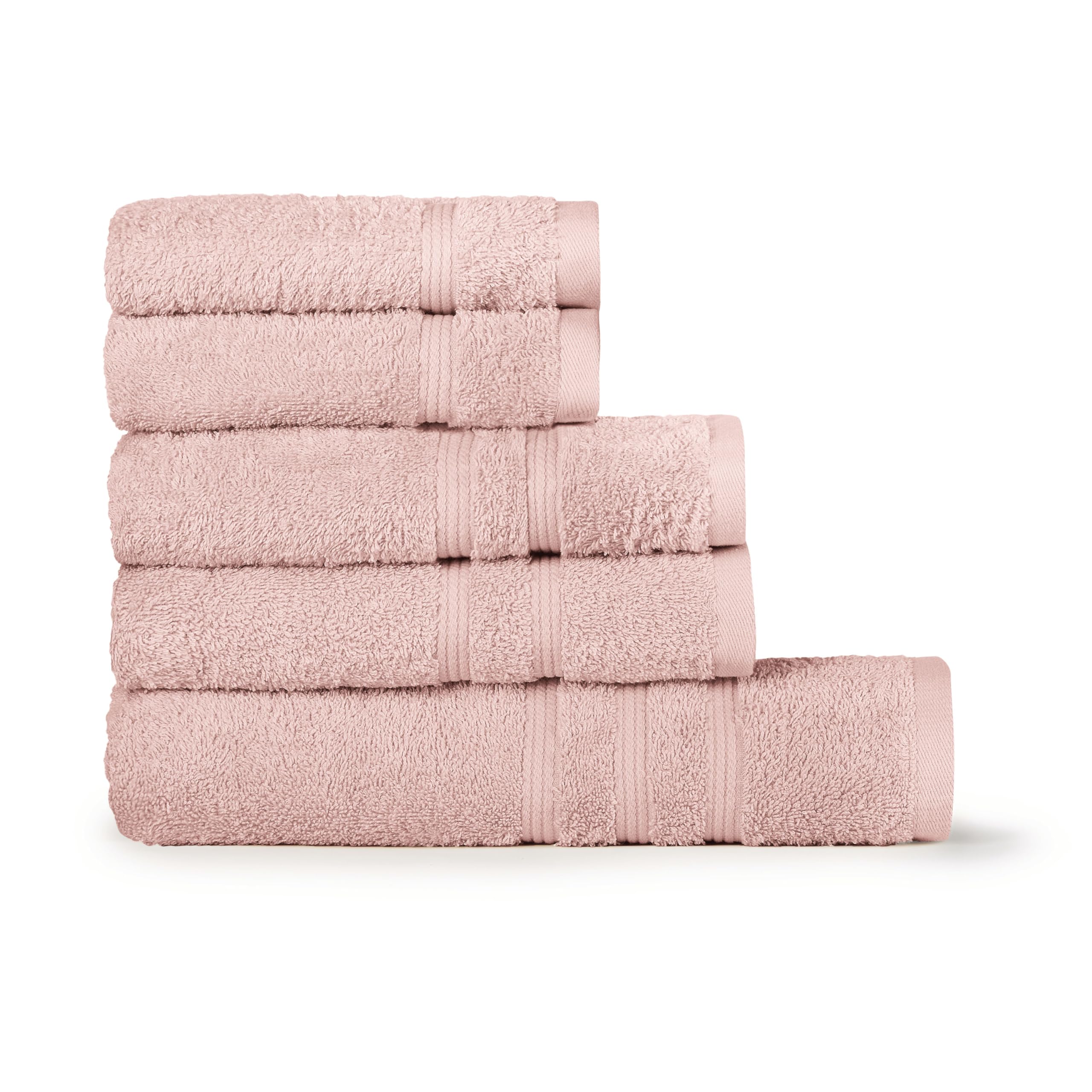Bassetti Morbido Asciugamano Asciugamani 480 gr 100% Cotone Set da 5 pz (2 da 58x105 cm + 2 da 38x55 cm + 1 da 70X140 cm) - Collezione MONIQUE - ORCHIDEA Q1