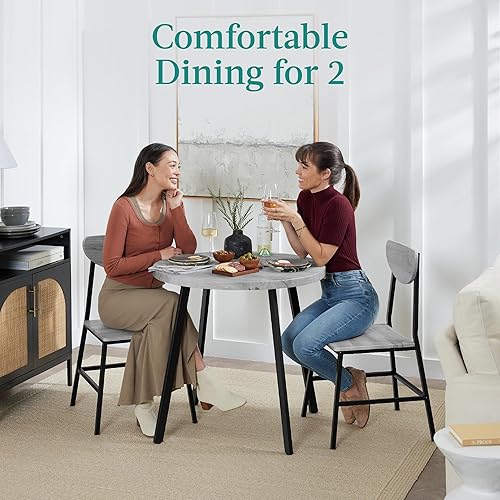Miniatura 5 de Best Choice Products Juego de comedor redondo moderno de mediados de siglo de 3 piezas, comedor que ahorra espacio para cocina, comedor, espacio