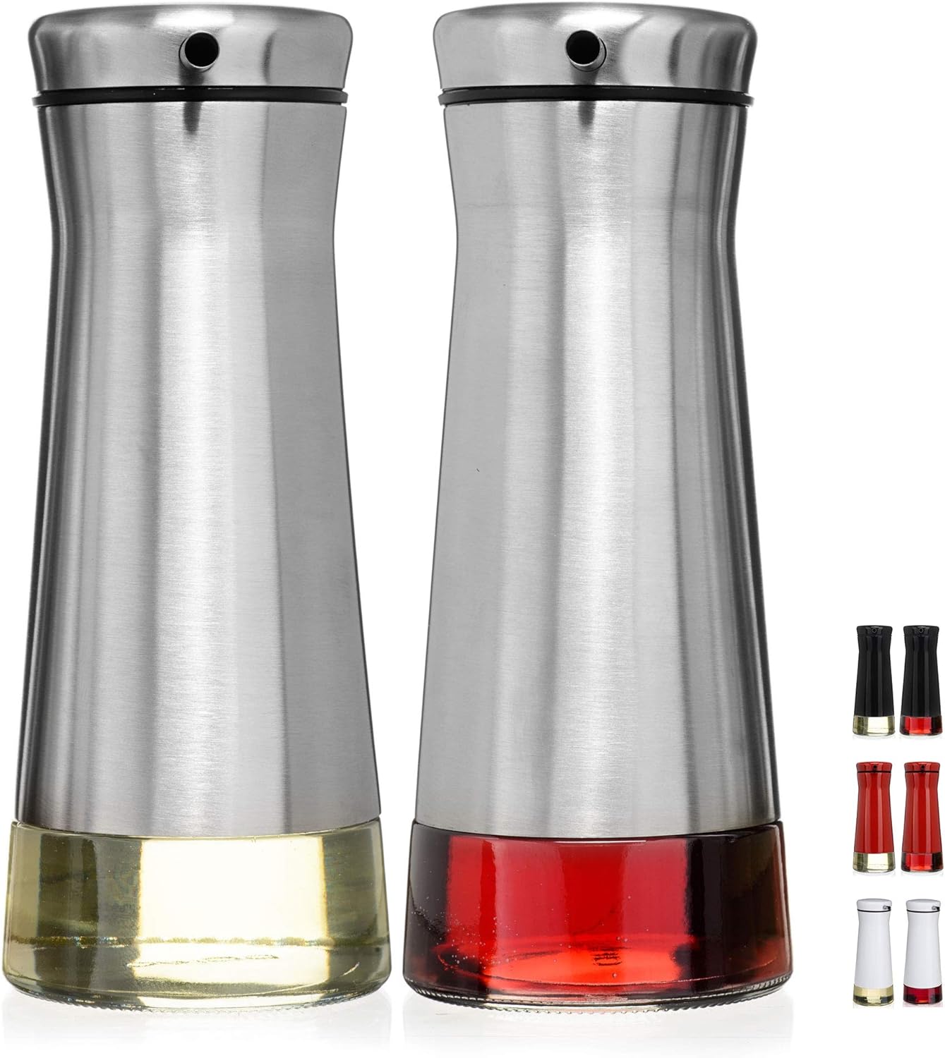 CHEFVANTAGE Olive Oil and Vinegar Cruet Dispenser Set with