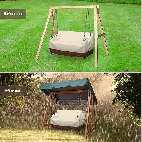 Miniatura 5 de Funda para columpio de porche, 56 x 32 x 25 pulgadas, cubierta impermeable para columpios de patio, cubierta de columpio de patio, protección para