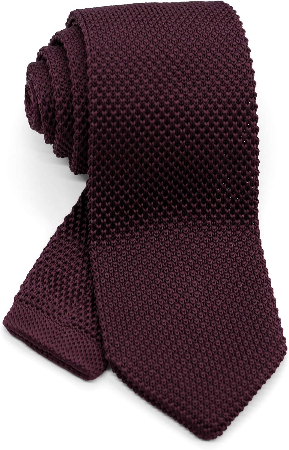 Men's Pointed Knit Tie Necktie Width 2.75 inches Washable Solid Color Solid Color Burgundy Deep Maroon