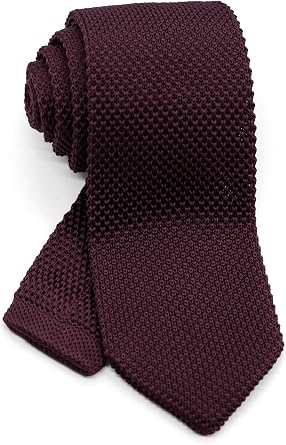 Mens Pointed Knit Tie Necktie Width 2.75 inches Washable Solid Color Solid Color Burgundy Deep Maroon