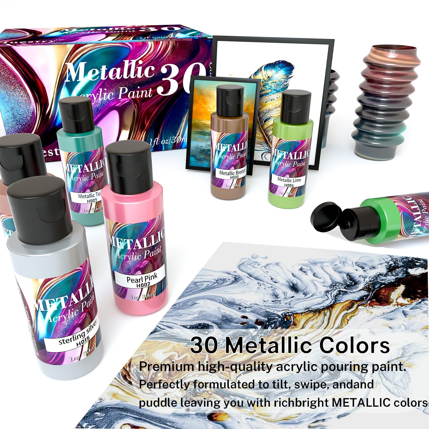Morfo. Acrílic paint Amazon.com: Metallic Acrylic Paint Set of Premium 30 Colors