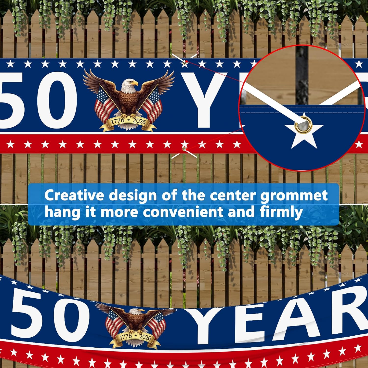 Probsin Large 250 Anniversary USA Banner 120" x 20" 250 Years America Eagle Flag 1776-2026 Patriotic Party Supplies Home Decorations for Outdoor, Indoor, Yard, Garden, Porch, Lawn - Image 3